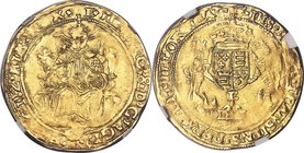 Edward VI (1547-1553), in the name of Henry VIII gold 1/2 Sovereign ND (1547-1551) AU55 NGC, Southwark mint, 'E' mm, S-2394. 6.39gm. King seated on th...