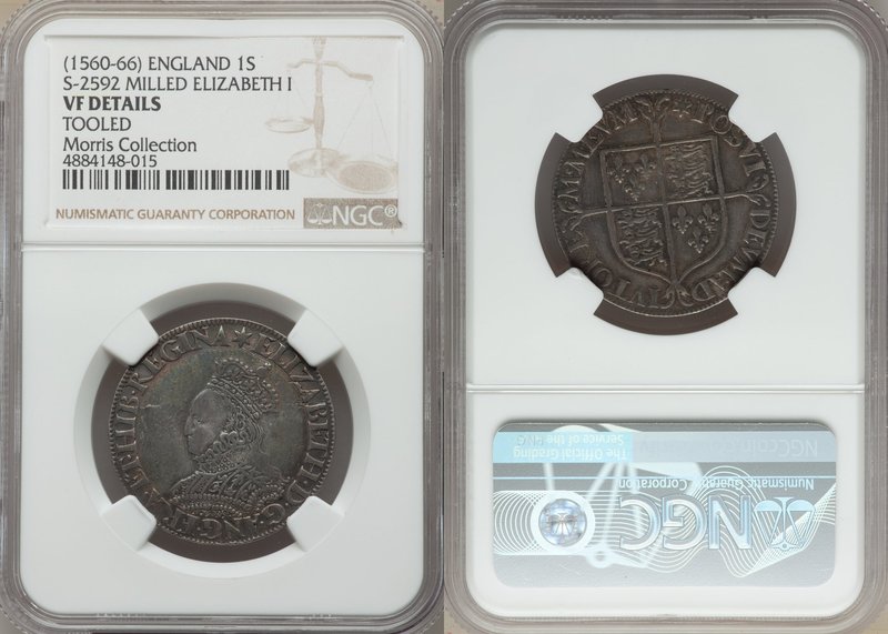 Elizabeth I (1558-1603) Milled Shilling ND (1560-1566) VF Details (Tooled) NGC, ...