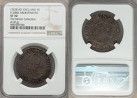 Charles I Shilling ND (1638-1642) VF30 NGC, Aberystwyth mint, Book mm, S-2882. 6.01gm. Deeply toned with dark charcoal accents visible within the lege...