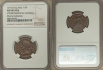 Charles II Farthing 1675 AU Details (Environmental Damage) NGC, KM436.1. Handsome for the grade, the surfaces softly chocolaty brown with strong ghost...