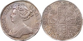 Anne 1/2 Crown 1713 XF40 NGC, KM525.4. Variety with plumes and roses in angles. Superbly toned and quite well struck, the obverse peripheries alight w...