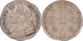 George II Shilling 1739 XF40 NGC, KM561.4, S-3701. Well-struck, and evenly so, while the surfaces show a uniformly soft silver patina. Sold with old c...