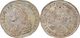 George II 1/2 Crown 1732 XF45 NGC, KM574.1, S-3692. Dressed in a fine silty patina of ashen color with relatively light circulation wear for the grade...
