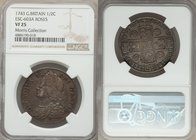 George II 1/2 Crown 1743 VF25 NGC, KM584.1, ESC-603A. Olive-colored with a generally glossy feel to the obverse, while the reverse remains impressivel...