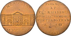 Middlesex. Newgate copper 1/2 Penny Token 1794 MS62 Brown NGC, D&H-393. Edge grained left. Soft chocolate brown color throughout creates an overall pl...