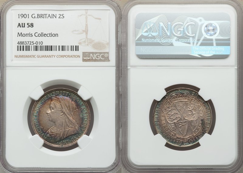 Victoria Florin 1901 AU58 NGC, KM781, S-3939. An attractive, barely circulated s...