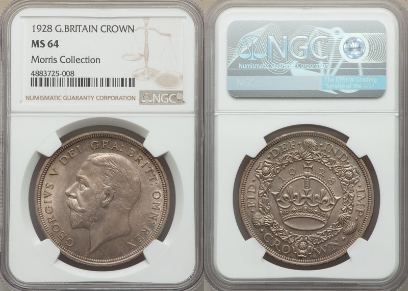 George V Crown 1928 MS64 NGC, KM836, S-4036. Sharp and brilliant. A lightly tone...