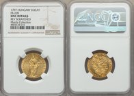 Franz II gold Ducat 1797 UNC Details (Reverse Scratched) NGC, KM410, Fr-209. Small hairlines can be spotted on the reverse, though seemingly not any l...