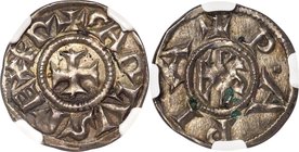 Carolingian. Charlemagne (768-814) Denier ND (793-814) MS61 NGC, Pavia mint, Class 3, Rob-986var (form of P's), MEC I-744var (same), MG-208, Dep-780Ev...
