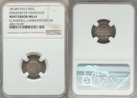 Kingdom of Napoleon. Napoleon Mint Error - Clamshell Lamination 5 Soldi 1814-M MS61 NGC, Milan mint, KM-C5.1. With a clamshell lamination on the edge ...