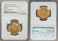 Kingdom of Napoleon. Napoleon gold 40 Lire 1814/04-M MS61 NGC, Milan mint, KM12 (overdate not listed). Among the finest certified of this scarce overd...