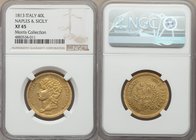 Naples & Sicily. Joachim Murat gold 40 Lire 1813 XF45 NGC, KM266. An admirable example displaying an attractive degree of detail and mint luster flash...