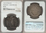 Piedmont. Subalpine Republic 5 Francs L'AN 10 (1801) VF35 NGC, KM-C4, Mont-10, Gig-4. Moderately worn with deep tone concentrated at the peripheries. ...