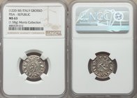 Pisa. Republic in the name of Frederick I (1155-1312) Grosso ND (1220-1250) MS63 NGC, MIR-394var (pellet rather than apostrophe after D). 20mm. 1.58gm...