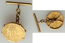 Venice. Pair of Cufflink-Mounted Alvise Mocenigo IV (1763-1778) gold Zecchinos ND VF, KM671, Fr-1421. Both are mounted on what appears to be brass cuf...