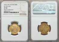 Joseph Napoleon gold 80 Reales 1812/1 M-AI XF40 NGC, Madrid mint, KM552. De Vellon issue. An elusive overdate within the series with pronounced luster...