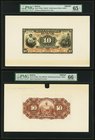 Bolivia Banco Industrial de La Paz 10 Bolivianos 1900-05 Pick S153fp; S153bp Front And Back Proofs PMG Gem Uncirculated 65 EPQ; Gem Uncirculated 66 EP...