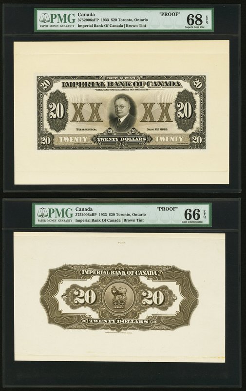 Canada Imperial Bank of Canada $ 20 1933 Ch.# 375-20-06aFP; 375-20-06aBP With Vi...