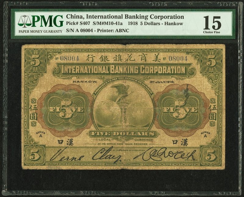 China International Banking Corporation, Hankow 5 Dollars 1.7.1918 Pick S407 S/M...