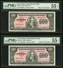 Cuba Banco Nacional de Cuba 500 Pesos 1950 Pick 83 Two Examples PMG About Uncirculated 55 EPQ. 

HID09801242017