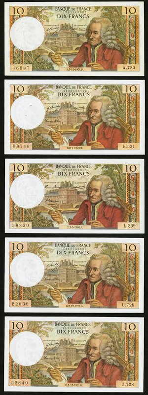 France Banque de France 10 Francs 3.3.1966 Pick 147b; 8.1.1970 Pick 147c; 5.11.1...