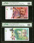 France Banque de France 200; 500 Francs 1995-96; 1994-95 Pick 159a; 160a Two Examples PMG Gem Uncirculated 66 EPQ. 

HID09801242017