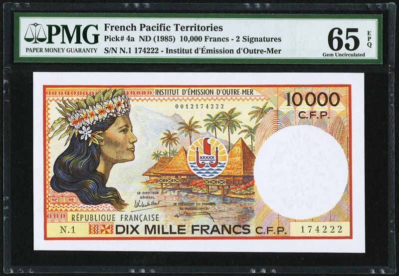 French Pacific Territories Institut d'Emission d'Outre-Mer 10,000 Francs ND (198...