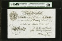 Great Britain Bank of England 20 Pounds 15.10.1937 Pick 337Ba PMG Extremely Fine 40. Small tear.

HID09801242017