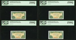 Hong Kong Government of Hong Kong 5 Cents ND (1941) Pick 314 KNB4 Four Consecutive Examples PCGS Superb Gem New 67PPQ. 

HID09801242017
