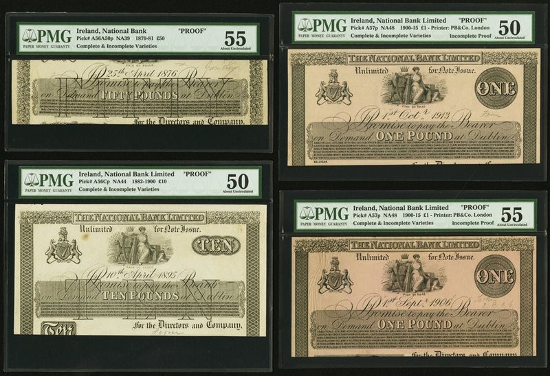 Ireland National Bank Limited Lot Of Four Complete And Incomplete Proofs. 50 Pou...