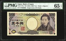 Fancy Serial Number Japan Bank of Japan 5000 Yen ND (2004) Pick 105a PMG Gem Uncirculated 65 EPQ. 

HID09801242017