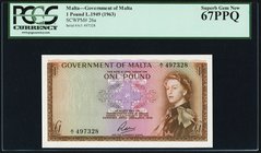 Malta Government of Malta 1 Pound 1949 (1963) Pick 26a PCGS Superb Gem New 67PPQ. 

HID09801242017