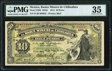 Mexico Banco Minero de Chihuahua 10 Pesos 26.5.1914 Pick S186 M155 PMG Choice Very Fine 35. Plate note Mexican paper Money 2017.

HID09801242017