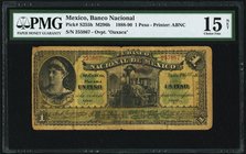 Mexico Banco Nacional de Mexicano 1 Peso 1.1.1888 Pick S255h M296h PMG Choice Fine 15 Net. Corner repair.

HID09801242017