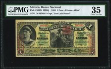 Mexico Banco Nacional de Mexicano 1 Peso 1.1.1885 Pick S255i M296j PMG Choice Very Fine 35. 

HID09801242017