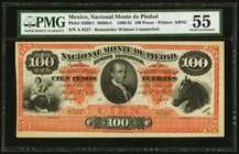 Mexico Nacional Monte de Piedad 100 Pesos 1880-81 Pick S269r1 M695r1 Remainder PMG About Uncirculated 55. 

HID09801242017