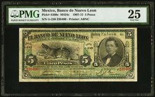 Mexico Banco de Nuevo Leon 5 Pesos 1.2.1911 Pick S360c M434c PMG Very Fine 25. 

HID09801242017