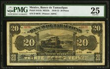 Mexico Banco de Tamaulipas 20 Pesos 12.12.1910 Pick S431b M522b PMG Very Fine 25. 

HID09801242017