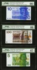Netherlands Nederlandsche Bank 10; 100; 5 Gulden 1968; 1970; 1973 Pick 91a; 93a; 95a PMG Gem Uncirculated 66 EPQ (2); Superb Gem Unc 67 EPQ. 

HID0980...