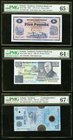 Northern Ireland Northern Bank Limited Lot Of Three PMG Graded Examples. 5 Pounds 1.1.1976 Pick 188c PMG Gem Uncirculated 65 EPQ; 5 Pounds 24.8.1990 P...