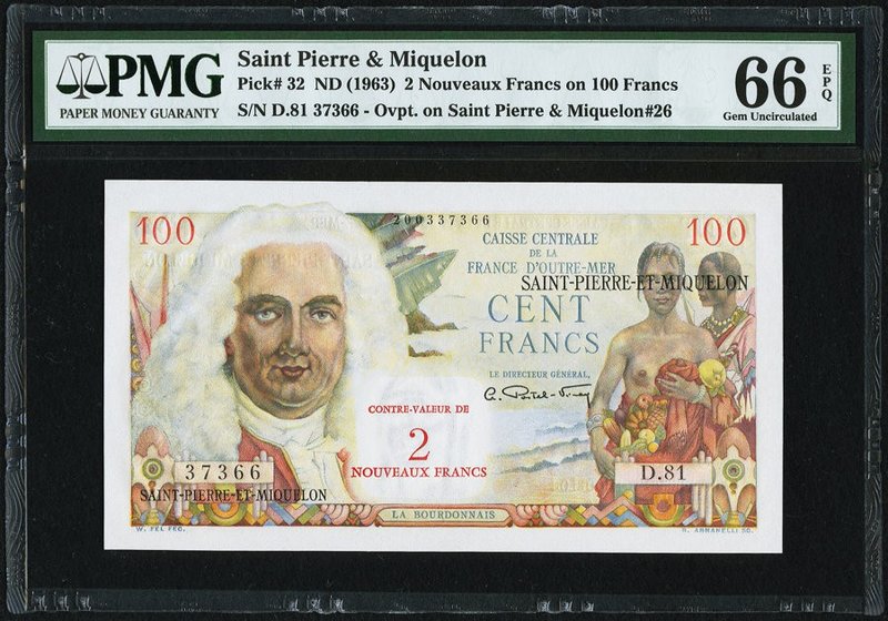 Saint Pierre and Miquelon Caisse Centrale de la France d'Outre Mer 2 Nouveaux Fr...