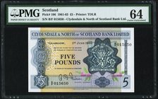 Scotland Clydesdale & North of Scotland Bank Ltd 5 Pounds 1.6.1962 Pick 196 PMG Choice Uncirculated 64. 

HID09801242017