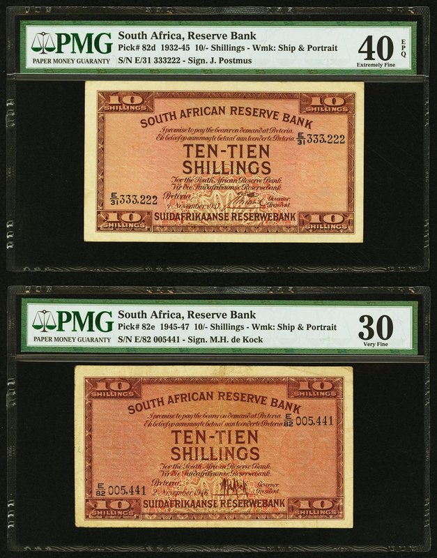 South Africa South African Reserve Bank 10 Shillings 4.11.1937; 2.11.1946 Pick 8...