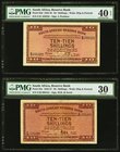 South Africa South African Reserve Bank 10 Shillings 4.11.1937; 2.11.1946 Pick 82d; 82e Two Examples PMG Extremly Fine 40 EPQ; Very Fine 30. Pick 82d ...