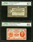Switzerland; Netherlands Indies National Bank; Muntbiljet 5 Franken; 50 Cents 25.3.1952; 2.3.1943 Pick 11p; 110a Two Examples PMG Superb Gem Unc 67 EP...