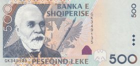 Albania, 500 Leke, 2007, UNC, p72
serial number: GK 349135, İsmail Qemali portrait at left
Estimate: $ 5-10
