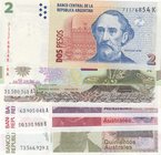 Argentina, 6 Pieces UNC Banknotes
2 Pesos, 5 Pesos, 50 Pesos, 50 Australes, 100 Australes, 500 Australes
Estimate: $ 10-20