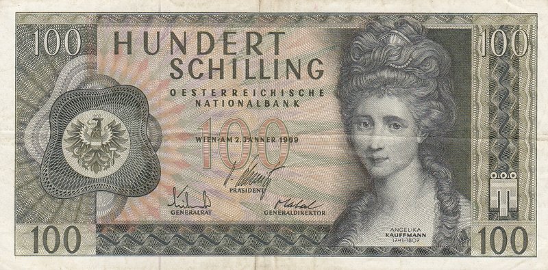 Austria, 100 Shillings, 1969, VF, p146a
serial number: J621453A, Portrait of An...
