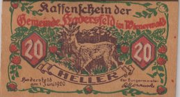 Austria, Notgeld, 20 Heller, 1920, UNC
WOODEN BANKNOTE
Estimate: $ 75-150
