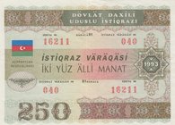Azerbaijan, 250 Manat, 1993, UNC, p13A
serial number: 040 16211, Azerbaijan Flag
Estimate: $ 100-150